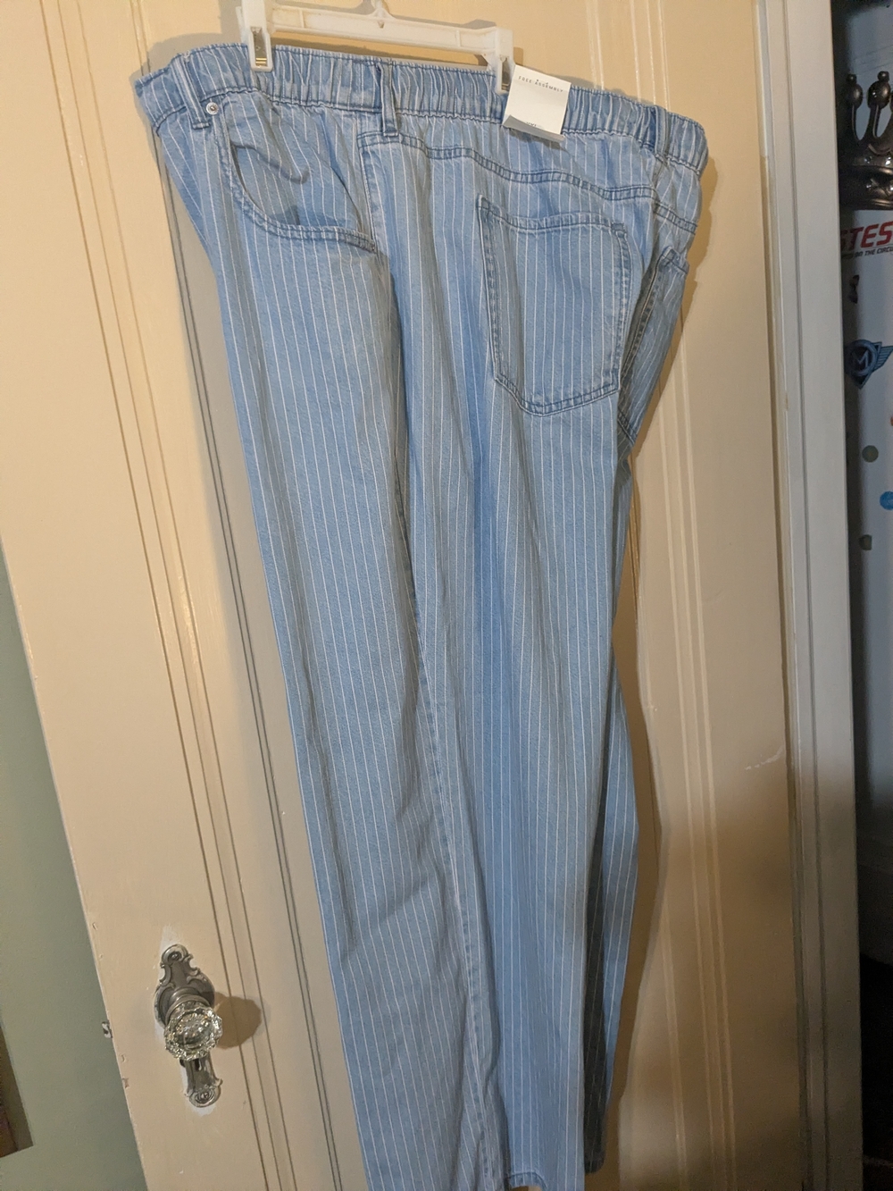 Light Blue Pinstripe Women’s Jeans - Elastic Waist